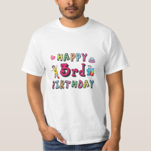 Camiseta Feliz tercer cumpleaños, deseos de cumpleaños de 3