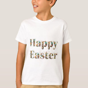 Camiseta Feliz texto decorativo de Pascua