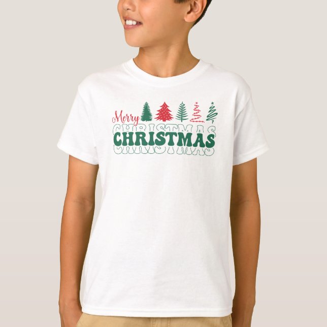 Camiseta Feliz texto navideño, chicos (Anverso)