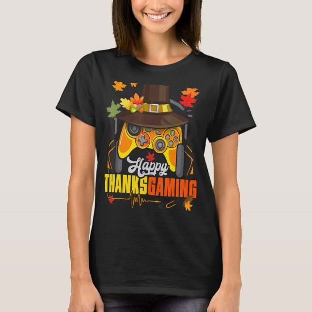 Camiseta Feliz Thanksgame Cute Video Game Controller (Anverso)