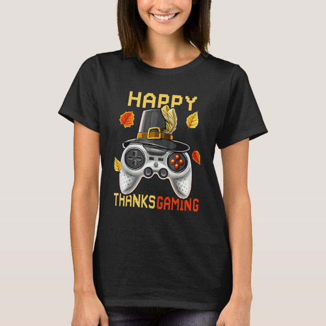 Camiseta Feliz Thanksgame Cute Video Game Controller (Anverso)