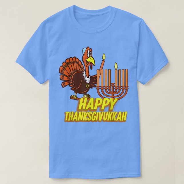 Camiseta Feliz Thanksgivukkah Turquía Jewis festivos (Diseño del anverso)