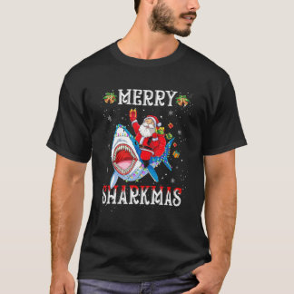 Camiseta Feliz tiburón a Santa Ride a Navidades feos Lig