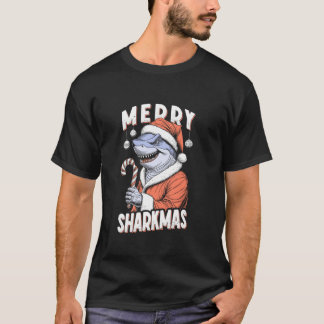 Camiseta Feliz Tiburón Navidad Tiburón Divertido Santa Clau