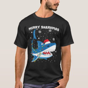 Camiseta Feliz Tiburón Navidad Tiburón Santa Luces de Navid