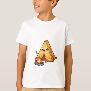 Camiseta Feliz tienda de campaña Kawaii y niños alrededor d