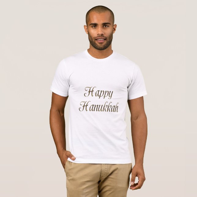 Camiseta Feliz Tipografía de Oro Hanukkah Elegante Chanukah (Anverso completo)