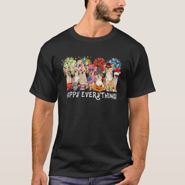 Camiseta Feliz Todo El Año De Las Estaciones De Perro Chihu (Anverso)