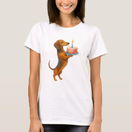 Camiseta Feliz torta de cumpleaños perrito dachshund perro 