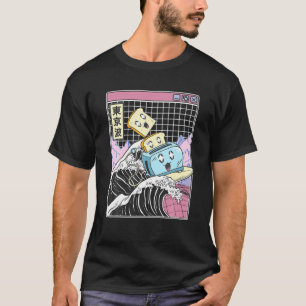 Camiseta Feliz Tostador Surfing Kanagawa Japón Wave Kawaii 
