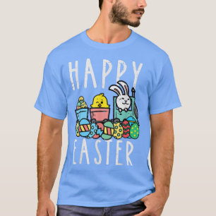 Camiseta Feliz Tren de Pascua Bunny Chick Eggs Cute Niños