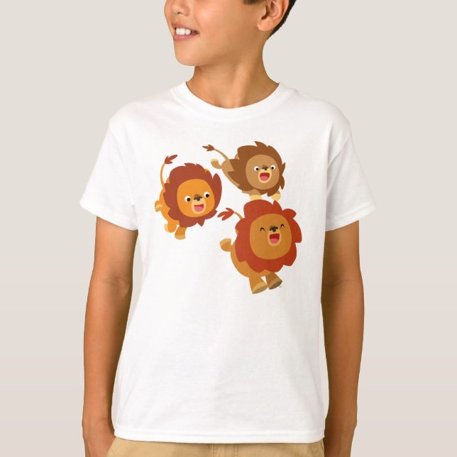 Camiseta Feliz trío de adorables leones Personalizados niño (Anverso)