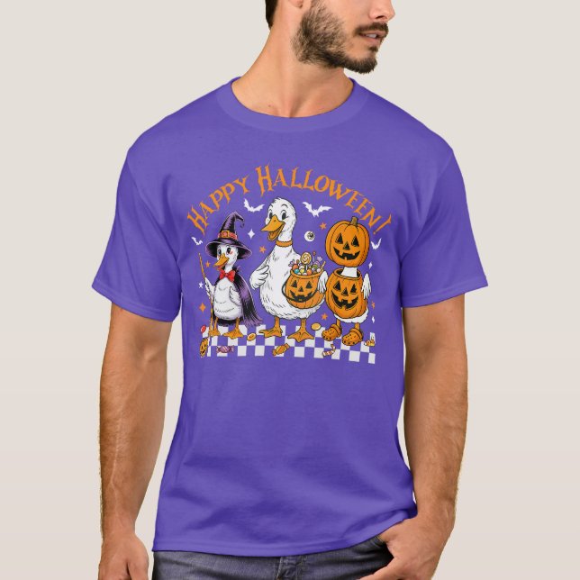 Camiseta Feliz truco de ganso de calabaza de Halloween o tr (Anverso)