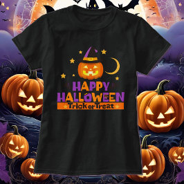 Camiseta Feliz truco de Halloween o trato de calabaza sonri