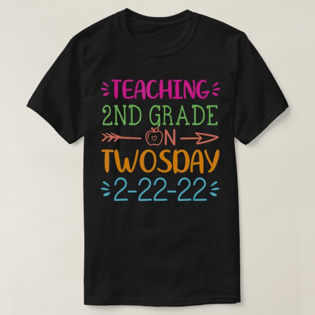 Camiseta Feliz Twosday 2.º Grado Profesor Martes 2 de Febre (Diseño del anverso)