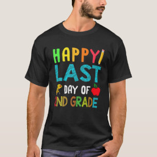 Camiseta Feliz Último Día De 2º Grado Con Lápiz De Apple