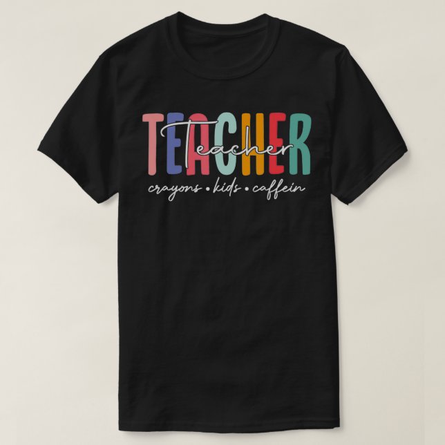 Camiseta Feliz último día de clases: Crayons Kids Caf (Diseño del anverso)