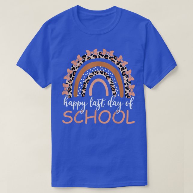Camiseta Feliz último día de clases Leopardo Boho Rainbow H (Diseño del anverso)