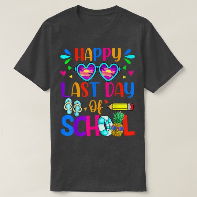Camiseta Feliz último día de clases Maestro Estudiante Grad (Diseño del anverso)