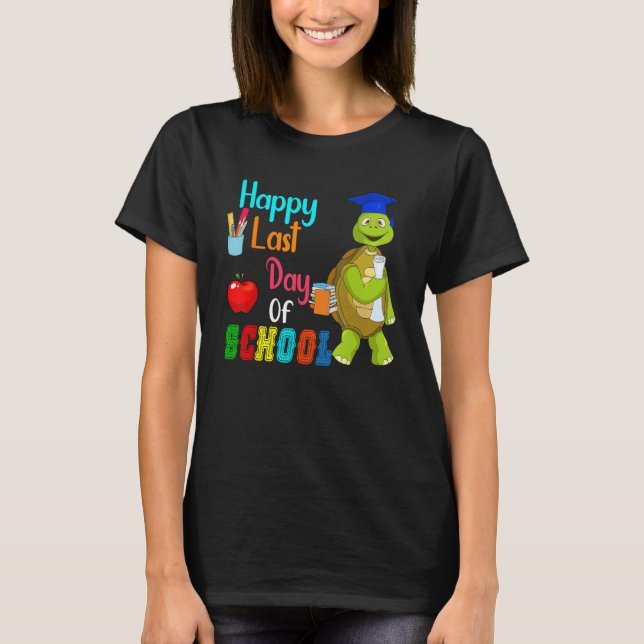 Camiseta Feliz último día de colegio, tortuga de tetas con  (Anverso)