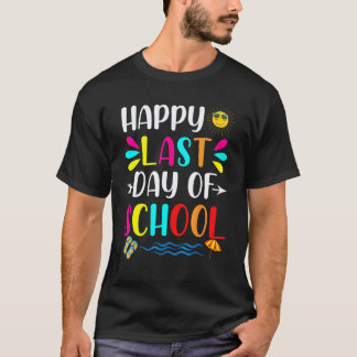 Camiseta Feliz Último Día De Escuela  Estudiantes Y Maestro