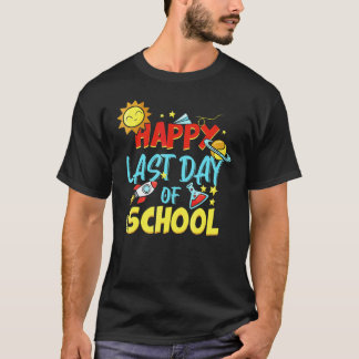 Camiseta Feliz Último Día De Escuela  Estudiantes Y Maestro