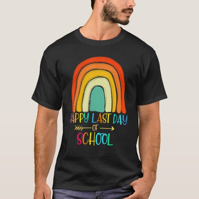 Camiseta Feliz Último Día De Escuela Maestro Arcoíris Gradu (Anverso)