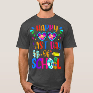 Camiseta Feliz Último Día de Escuela Maestro Estudiante Gra