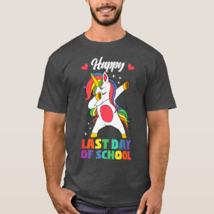Camiseta Feliz Último Día de Escuela Maestro Estudiante Gra