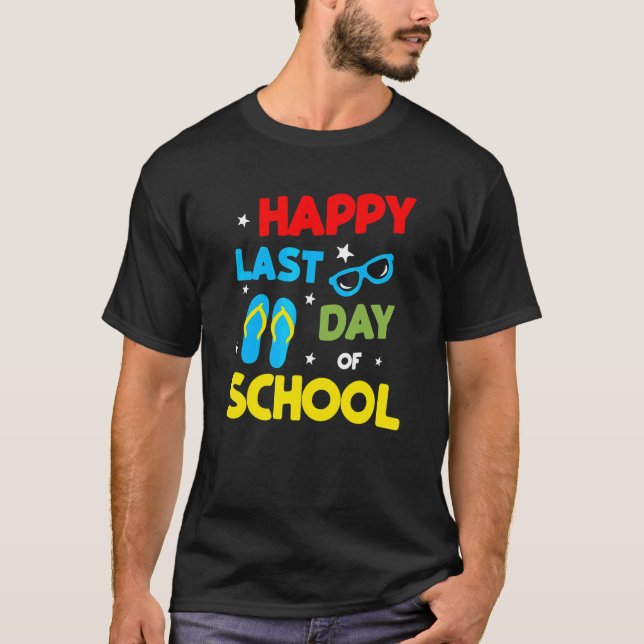 Camiseta Feliz Último Día De La Escuela Flip Flops Glasses  (Anverso)