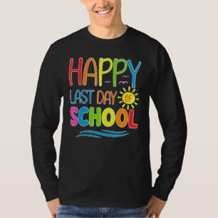Camiseta Feliz Último Día De La Escuela Tiempo De Verano Cu