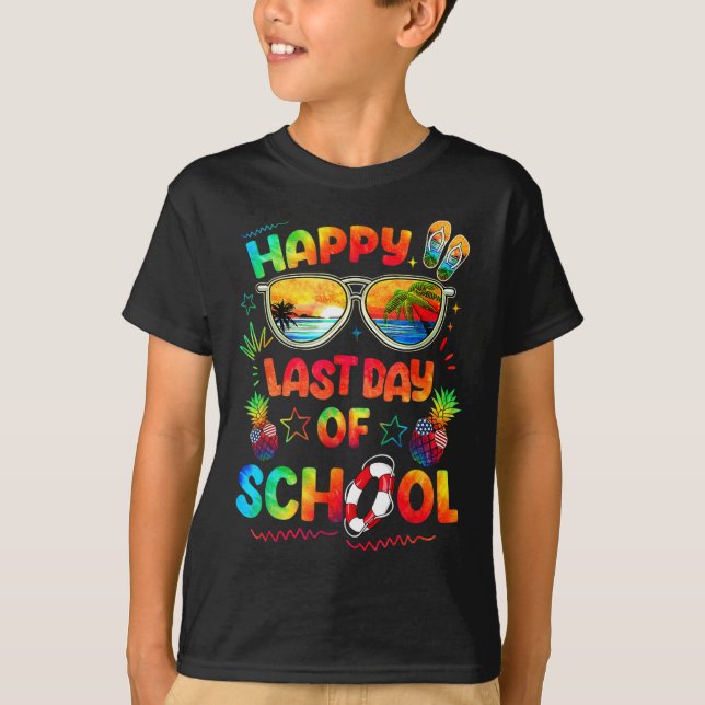 Camiseta Feliz Último Día De Maestros De Escuela De Fin De  (Anverso)