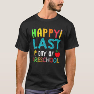 Camiseta Feliz último día de preescolar con lápiz Apple