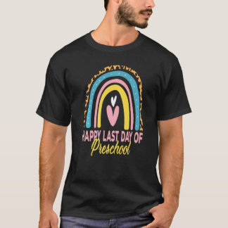 Camiseta Feliz Último Día De Preescolar Profesora Leopardo