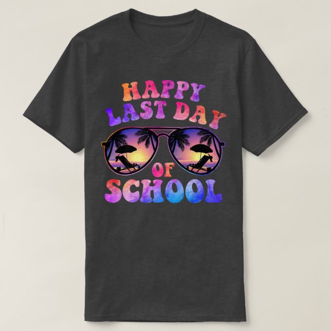 Camiseta Feliz Último Día De Vacaciones Escolares Verano Té (Diseño del anverso)