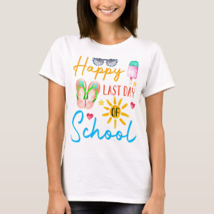 Camiseta Feliz Último Día Del Colegio Hola verano verano 