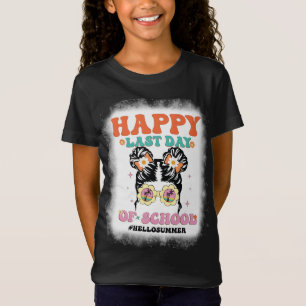 Camiseta Feliz último día escolar, desordenado Bun Groovy