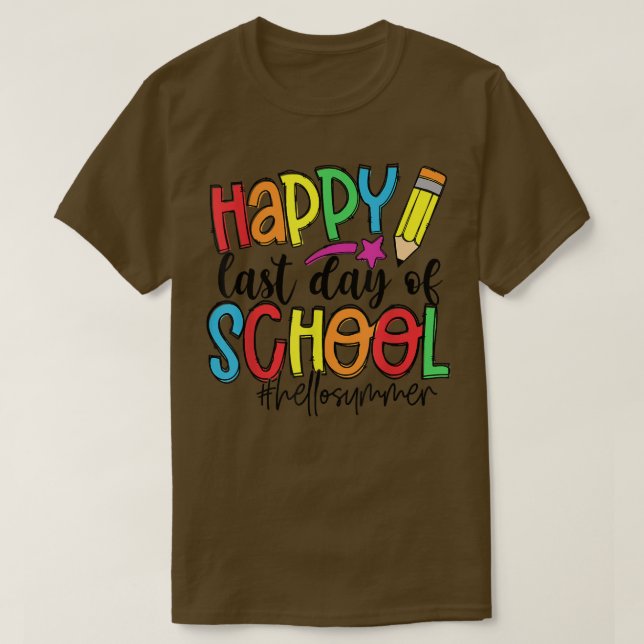 Camiseta Feliz último día escolar para los niños graduados (Diseño del anverso)
