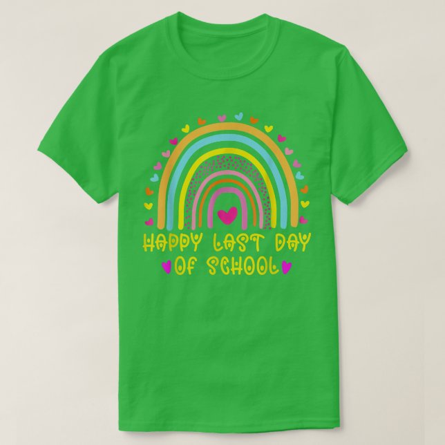 Camiseta Feliz último día escolar, profesor de arcoiris G (Diseño del anverso)