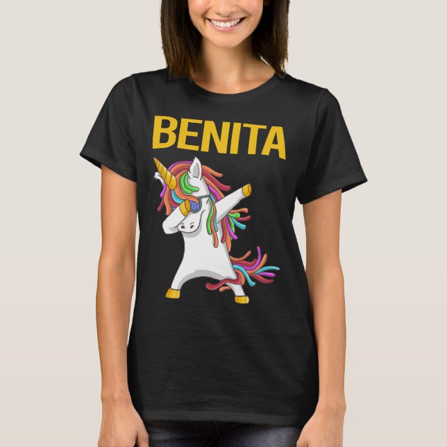 Camiseta Feliz unicornio - Nombre benita (Anverso)