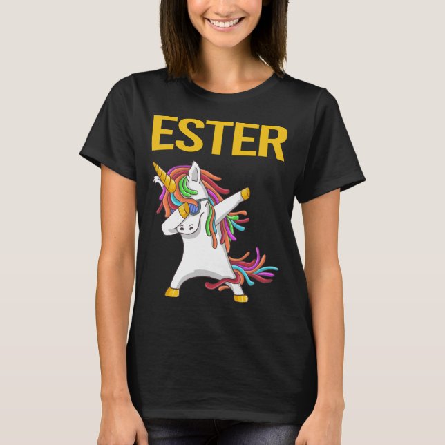 Camiseta Feliz Unicornio - Nombre de Ester (Anverso)