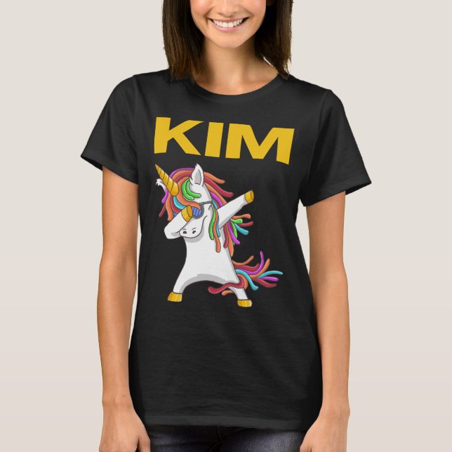 Camiseta Feliz Unicornio - Nombre de Kim (Anverso)