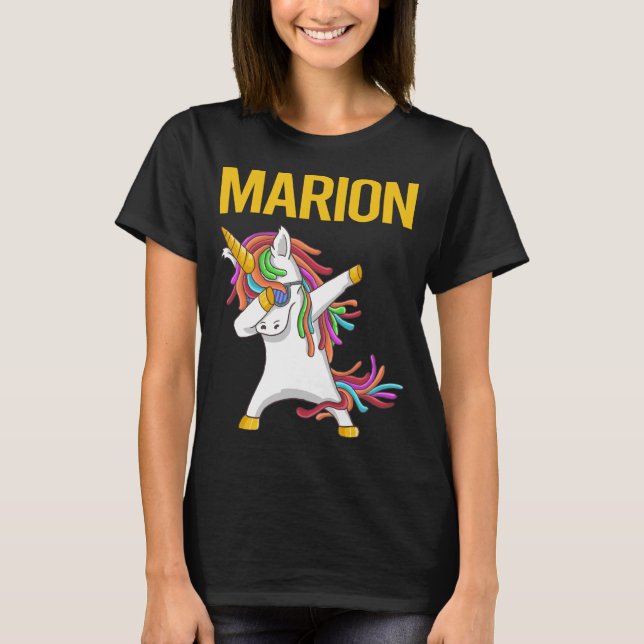 Camiseta Feliz Unicornio - Nombre de Marion (Anverso)