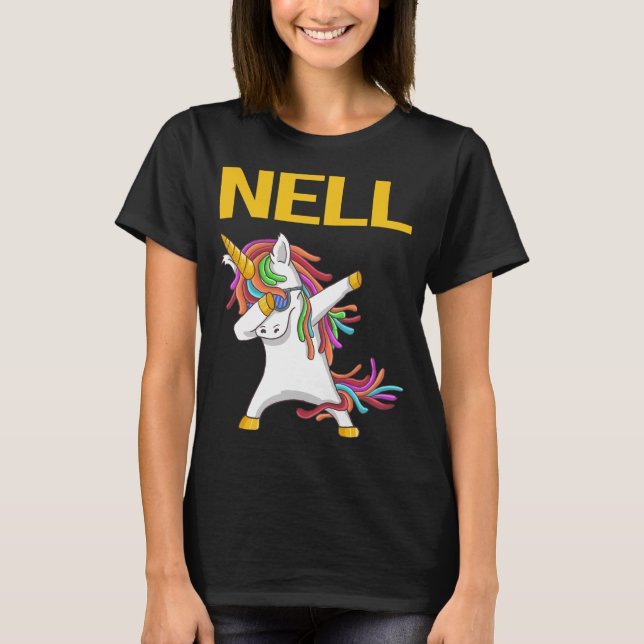 Camiseta Feliz Unicornio - Nombre Nell (Anverso)