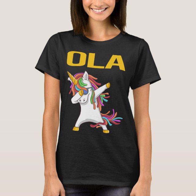 Camiseta Feliz Unicornio - Nombre Ola (Anverso)