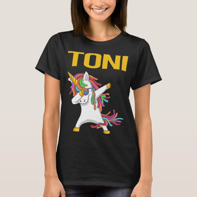 Camiseta Feliz Unicornio - Nombre Toni (Anverso)
