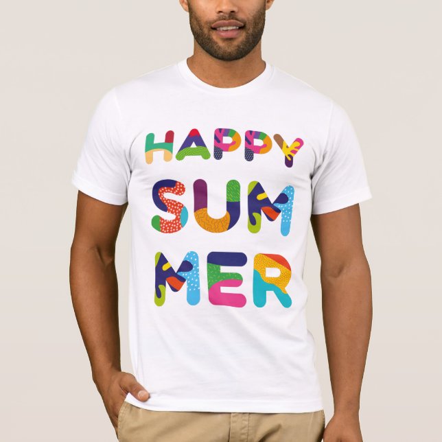 Camiseta Feliz verano colorido texto (Anverso)