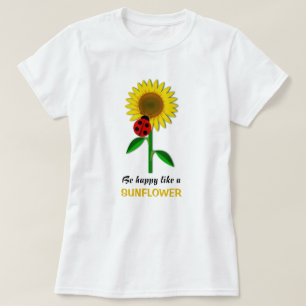 Camiseta Feliz verano de flores amarillas de girasol