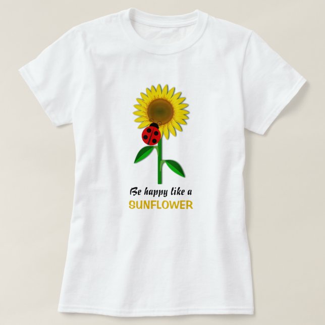 Camiseta Feliz verano de flores amarillas de girasol (Diseño del anverso)