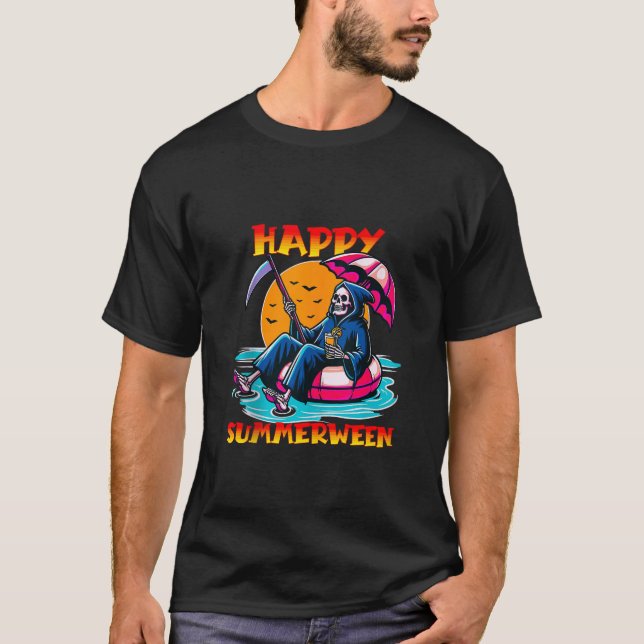 Camiseta Feliz verano de verano entre el paro de la parrill (Anverso)
